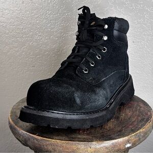 Brahma Black Suede Steel Toe Work Boots Men's 8.5M Good Used Condition